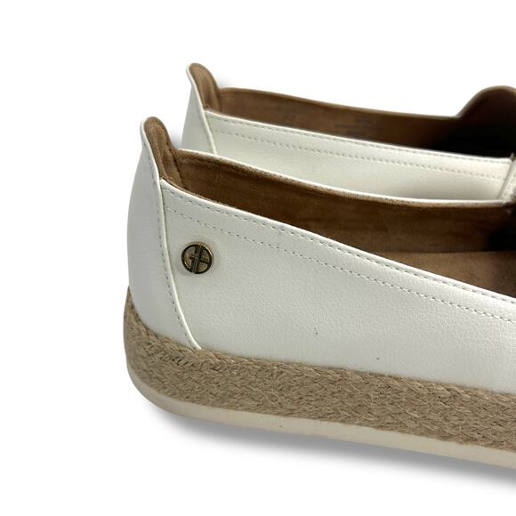 Giani Bernini Slip On Esapdrille Flats Size 8 White Loafers Boho Faux Leather - Picture 6 of 10